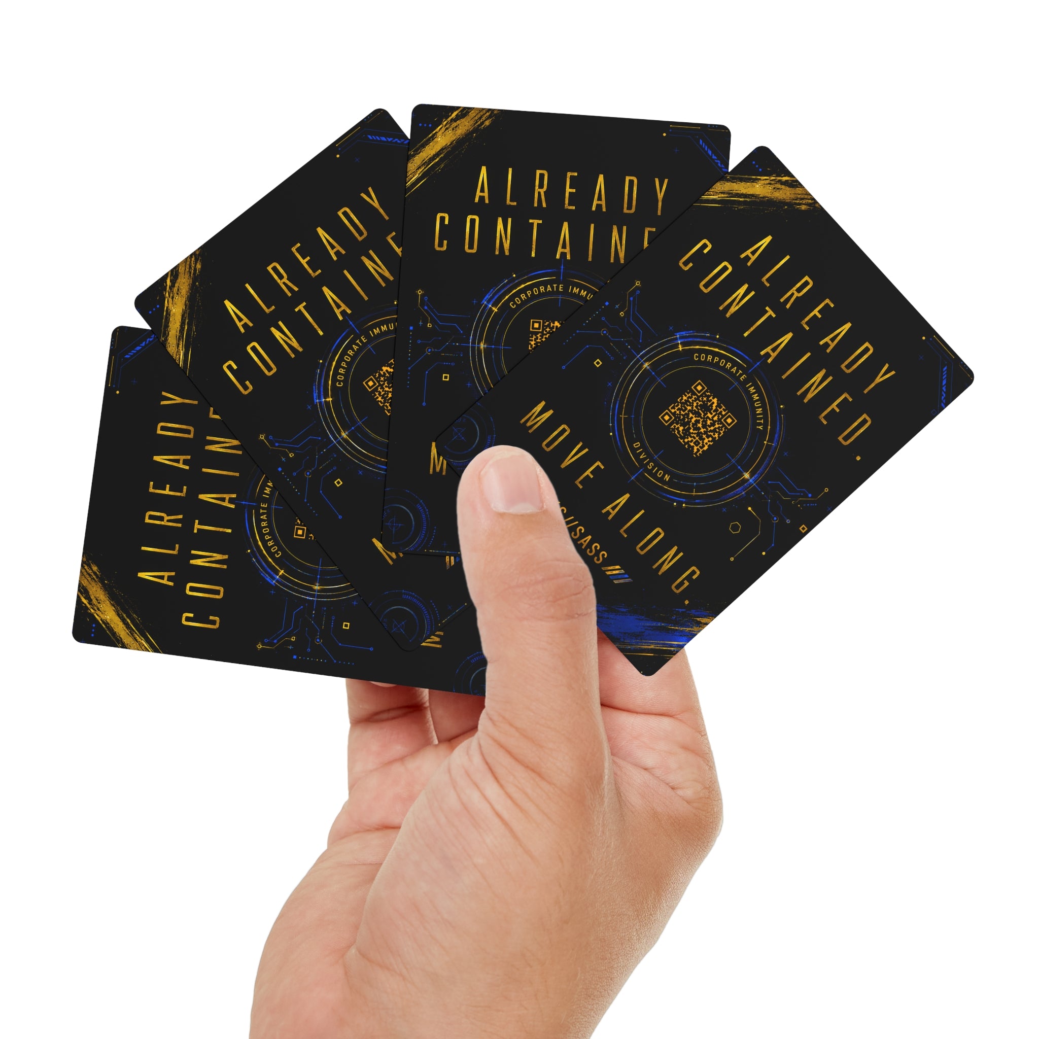 XS//SASS Corporate Immunity Division Premium Playing Cards | "Already Contained. Move Along." | Scan Your Subject Dossier