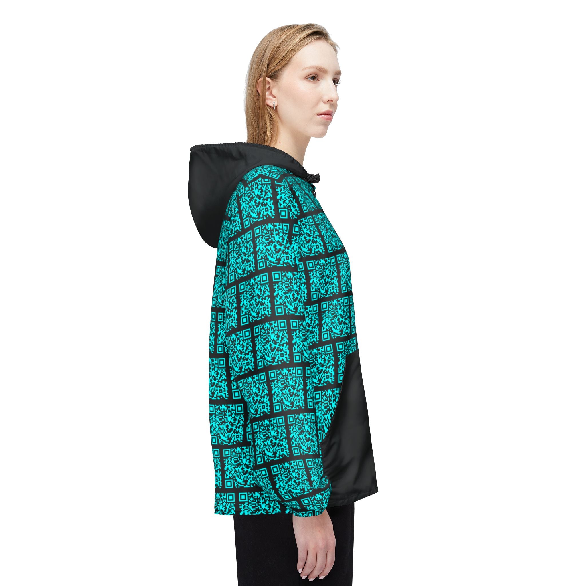 XS//SASS DI QR Grid Windbreaker – Your Dossier Is Waiting | Scannable Unisex Techwear Jacket