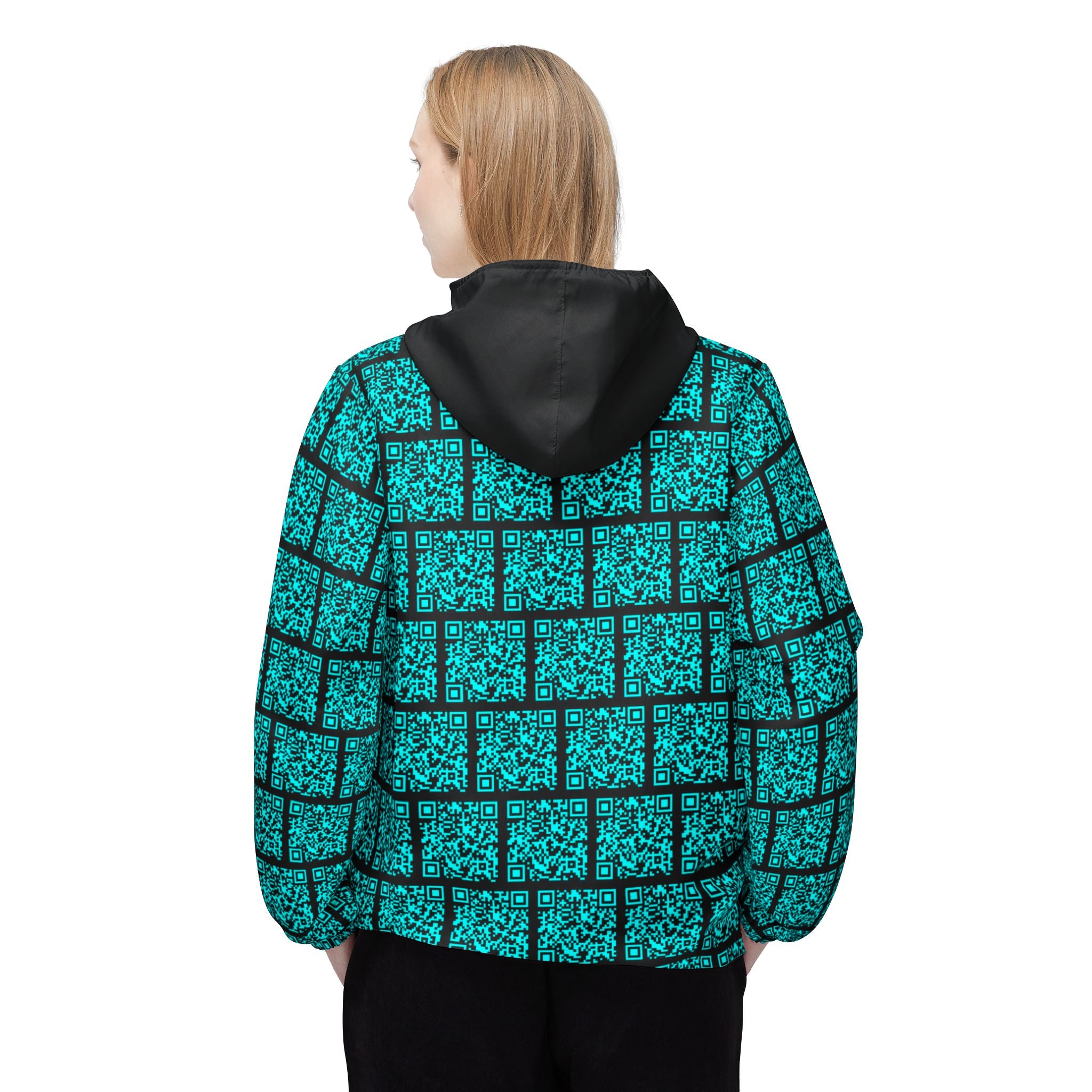 XS//SASS DI QR Grid Windbreaker – Your Dossier Is Waiting | Scannable Unisex Techwear Jacket