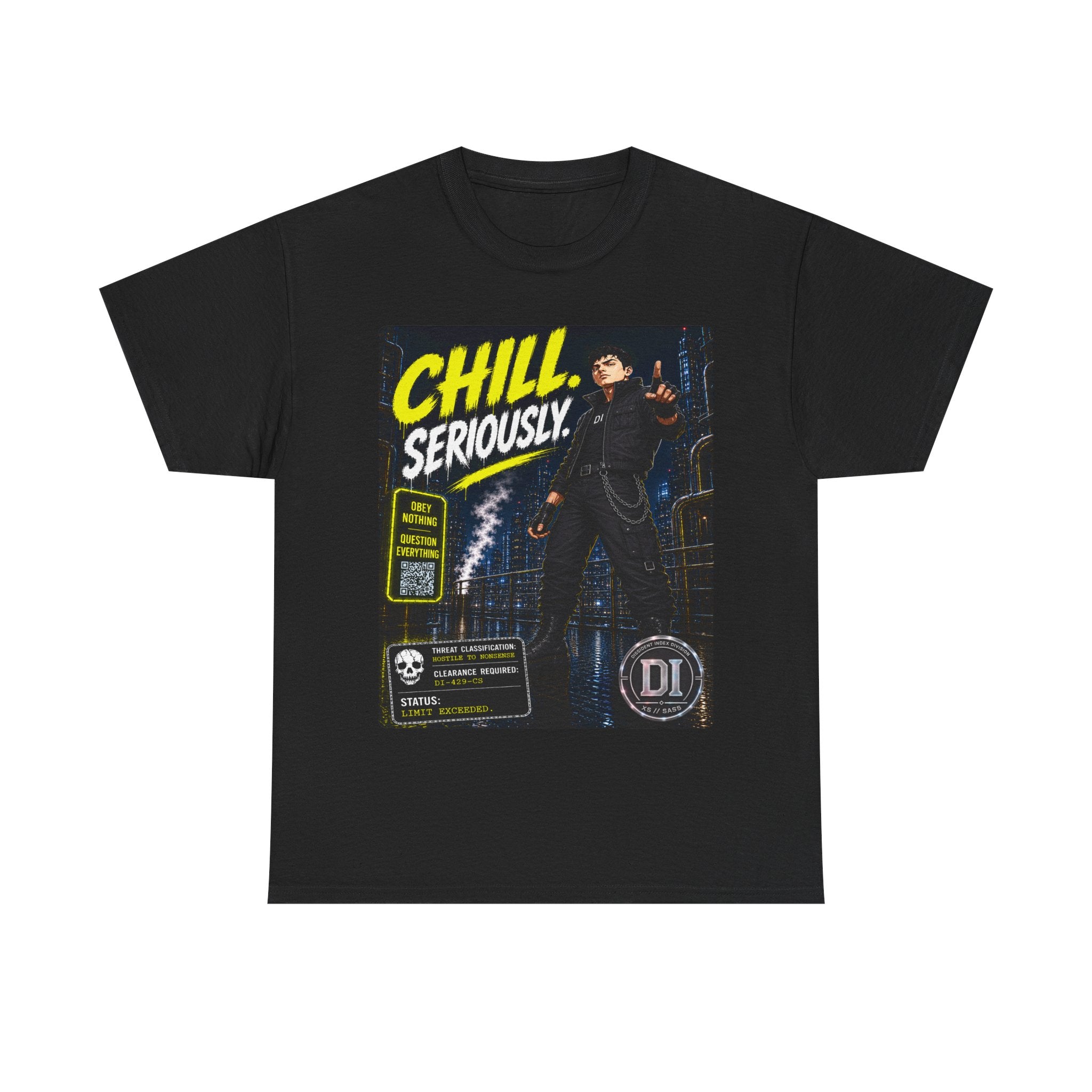 Chill Seriously Graphic Tee — Retro Noir Movie Poster Style