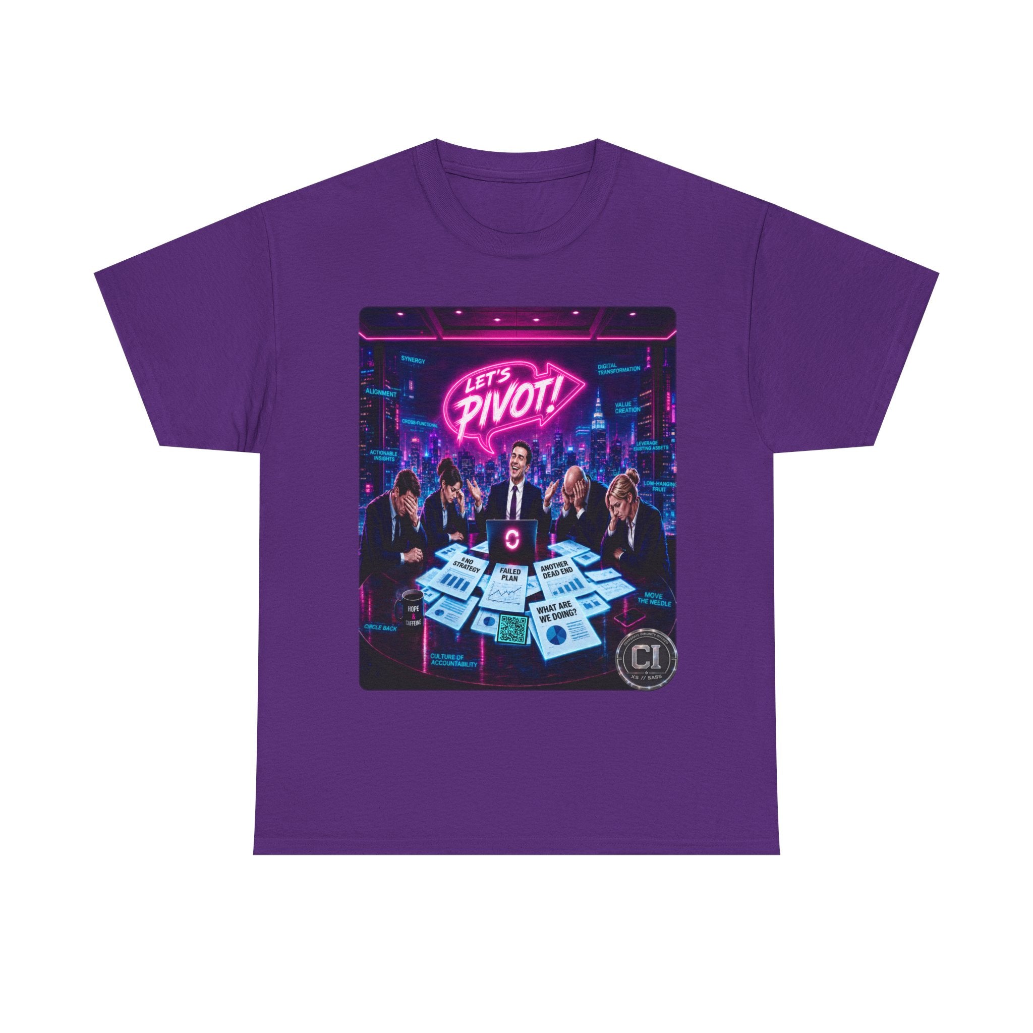 Let's Pivot Graphic Tee — Corporate Satire Cyberpunk Shirt
