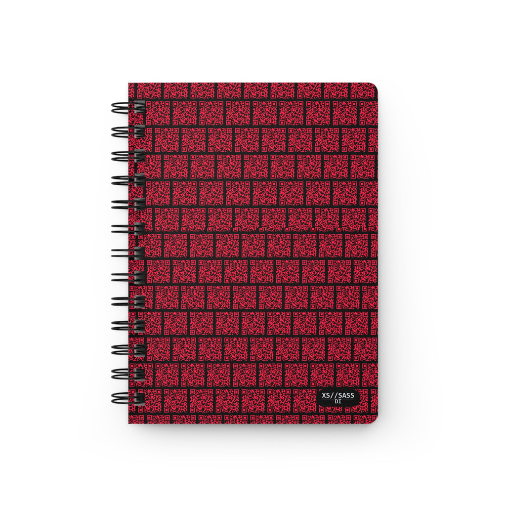 XS//SASS™ Crimson QR Matrix Spiral Journal with Interactive QR Profile - Dissident Index Division