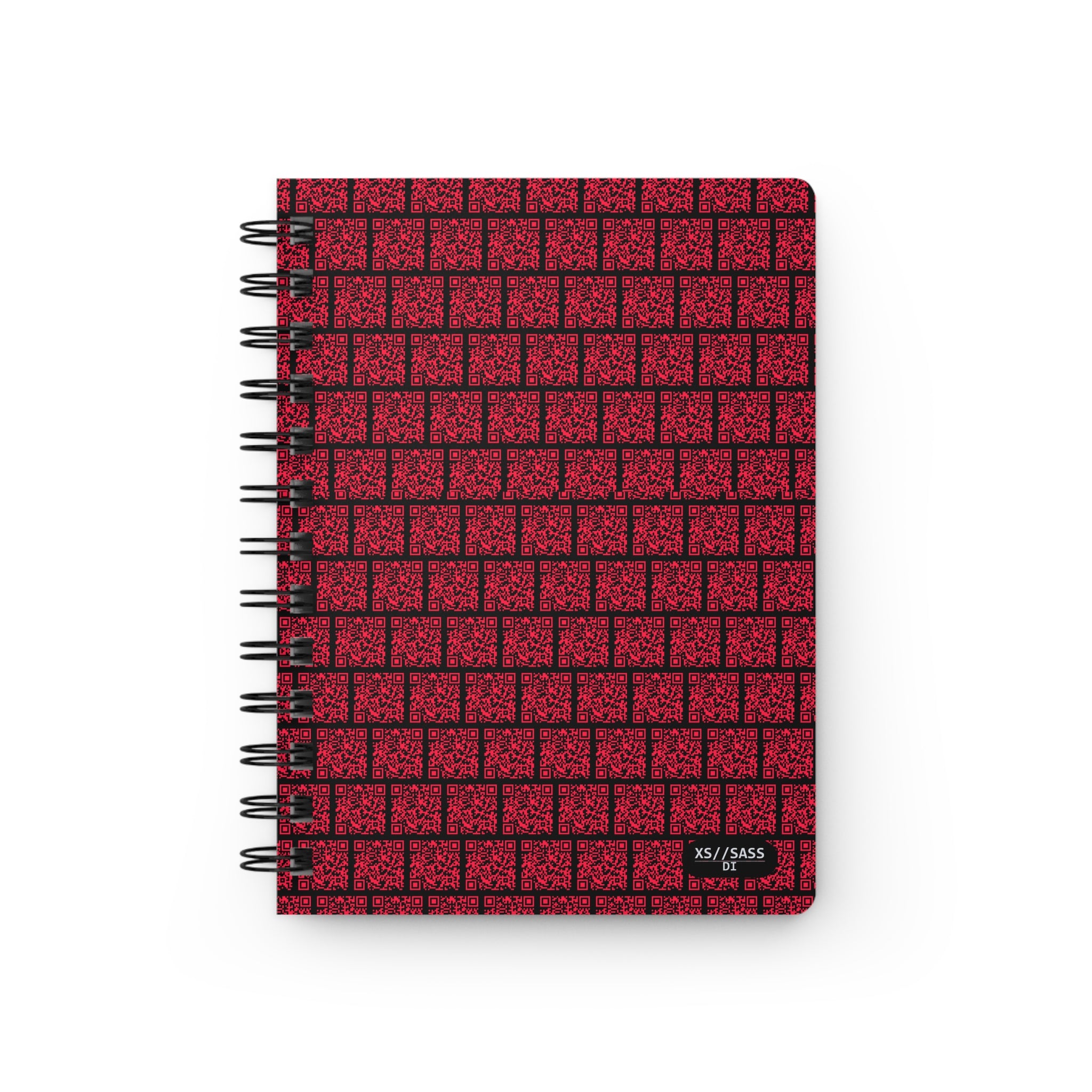 XS//SASS™ Crimson QR Matrix Spiral Journal with Interactive QR Profile - Dissident Index Division