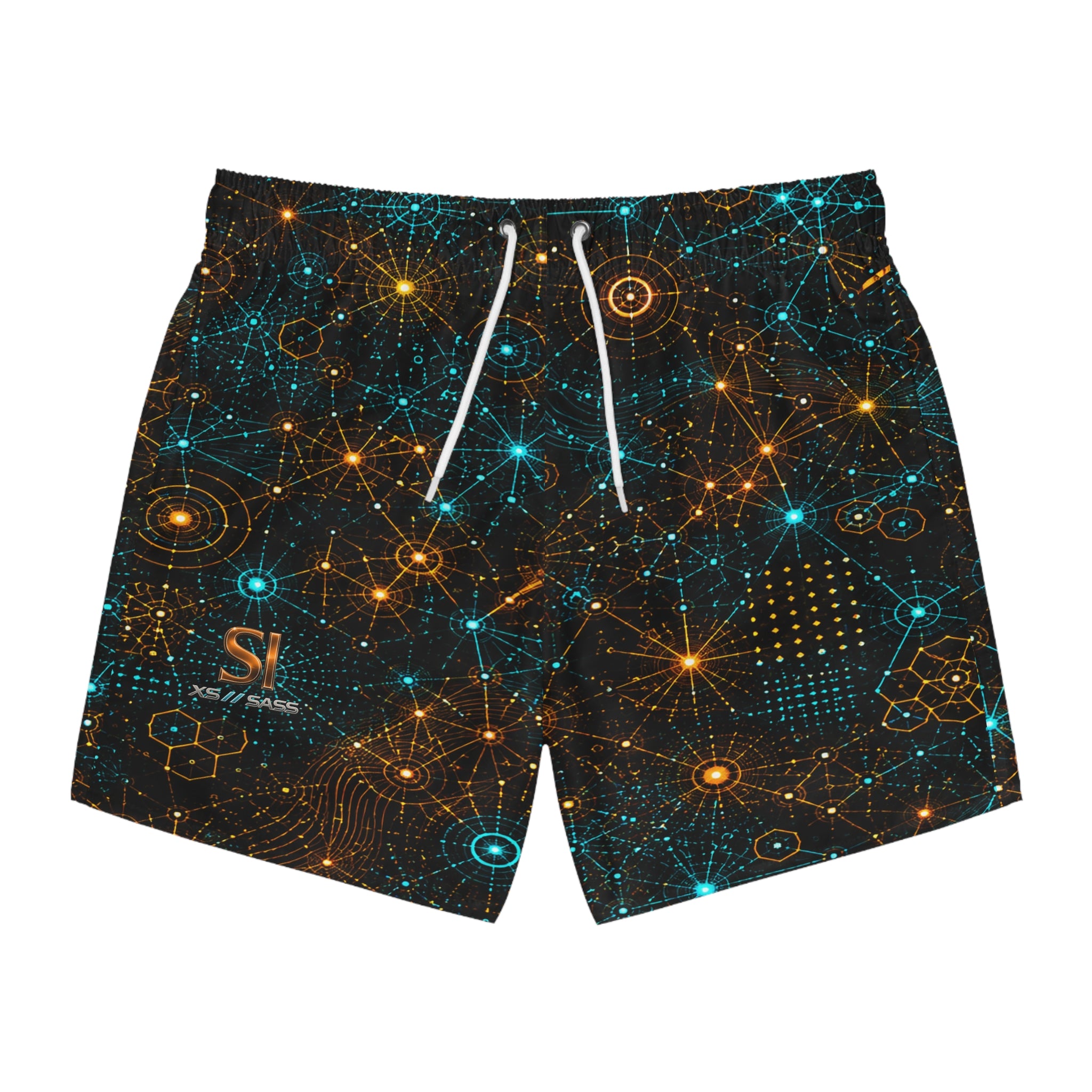 Signal Atlas – XS//SASS Premium Beachwear – (SI) Social Insights Division – QR Enabled Profile Swim Trunks