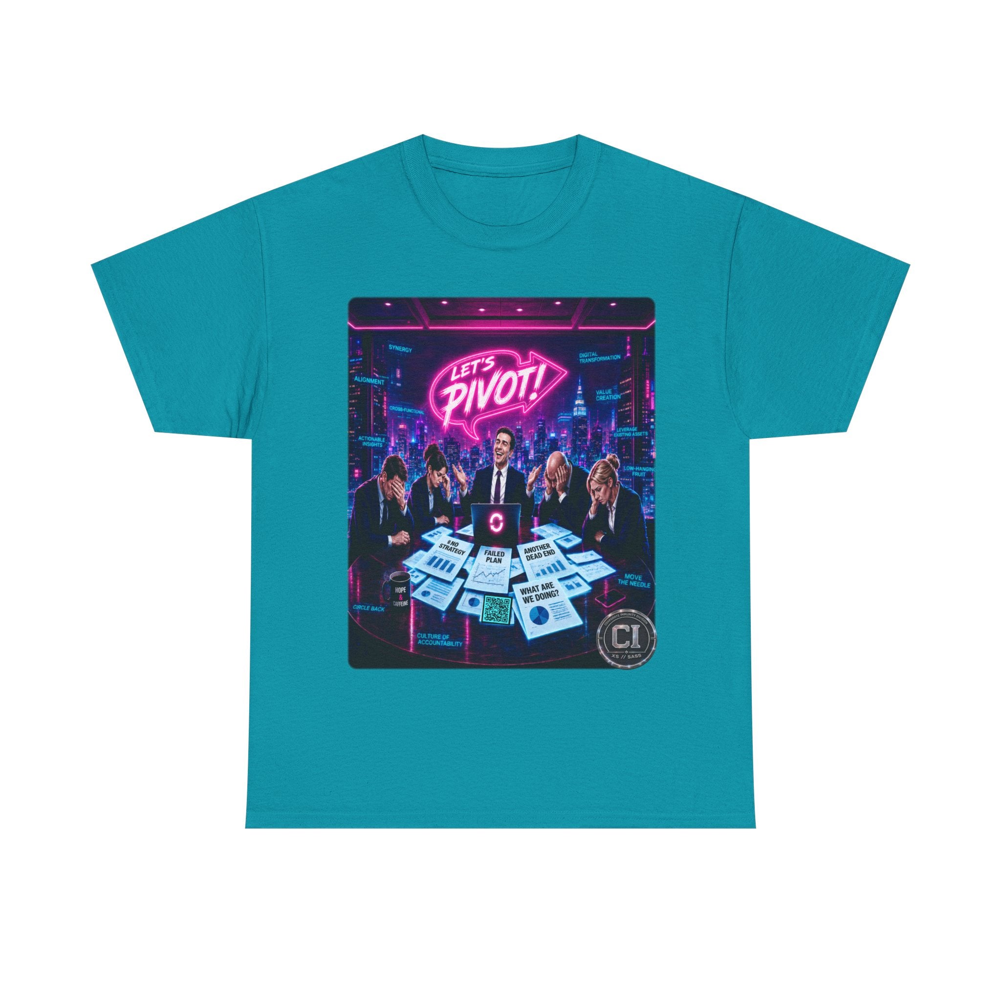 Let's Pivot Graphic Tee — Corporate Satire Cyberpunk Shirt