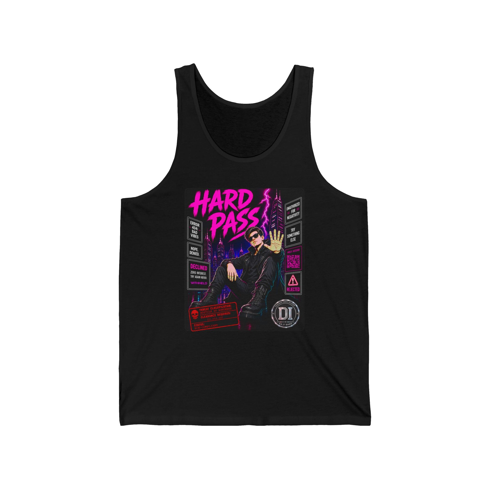 Hard Pass Retro Vaporwave Tank Top — 'Hard Pass' Neon Graphic Tank