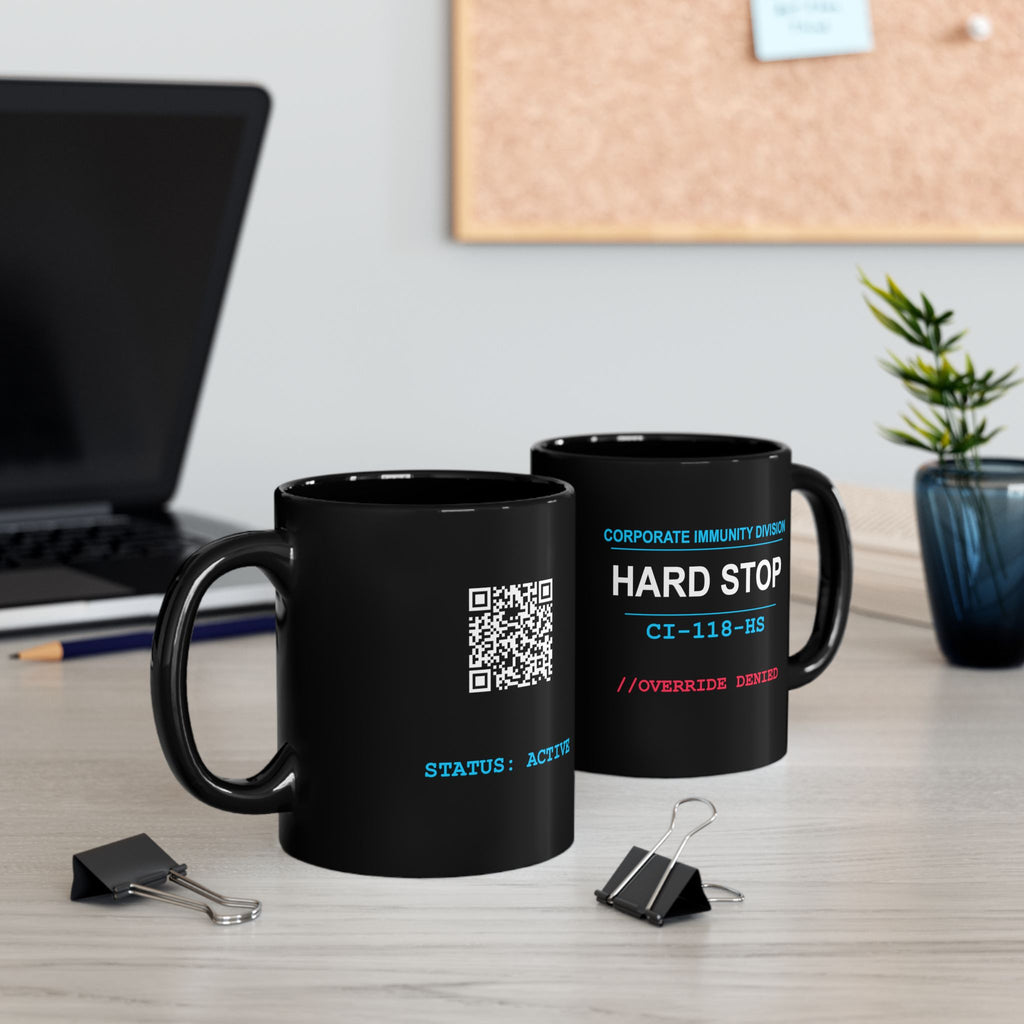XS//SASS "Hard Stop" Mug | CI-118-HS | Scan for Corporate Dossier