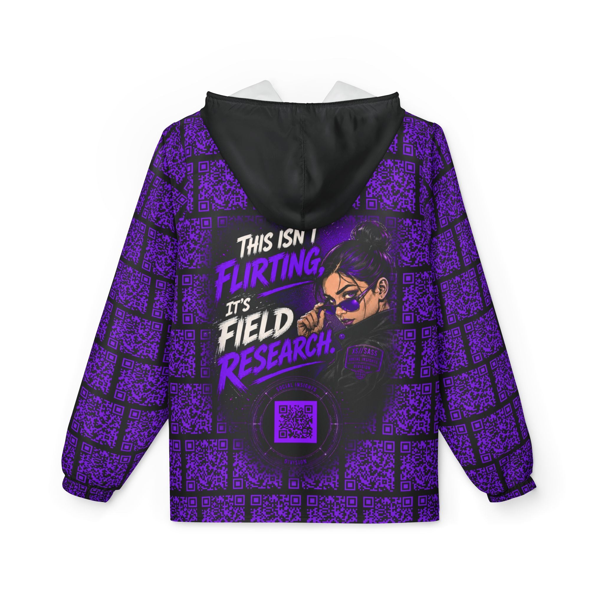 XS//SASS Dissident Index Division Windbreaker | "This Isn't Flirting. It's Field Research." | Scan Your Subject Dossier