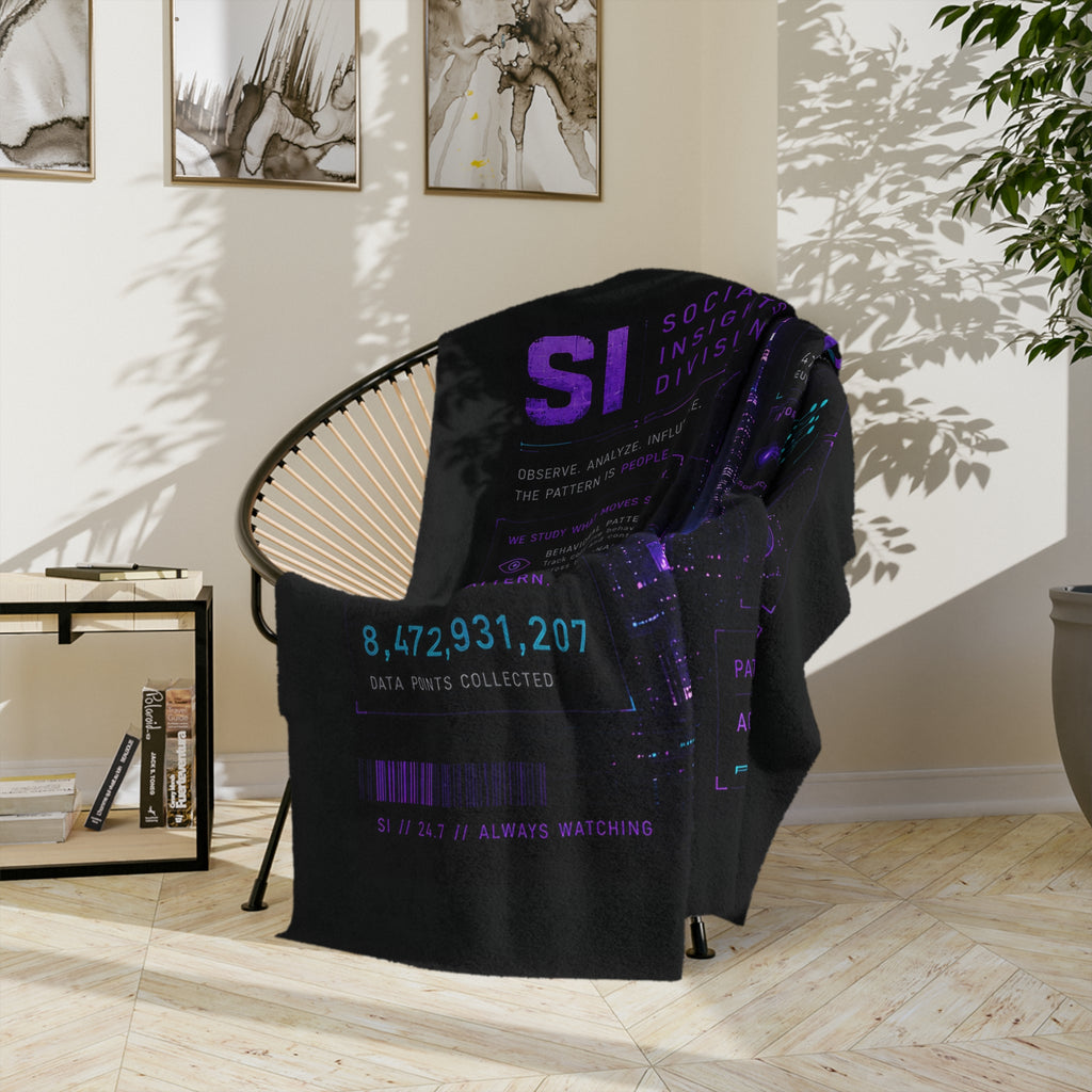 XS//SASS Social Insights Division Microfiber Blanket | Behavioral Intelligence Display | Scan Your Social Insight Profile