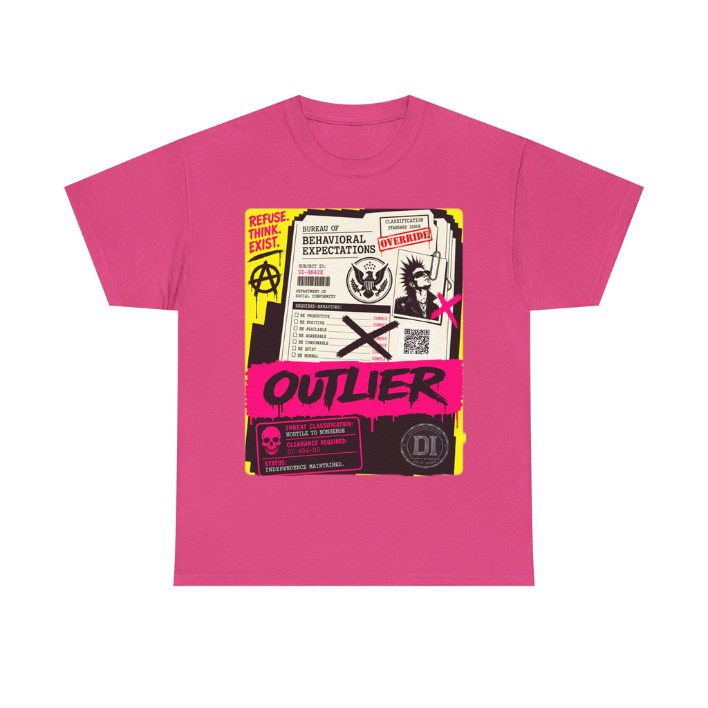 Outlier Graphic Tee — Neon Punk Anarchy Statement Shirt
