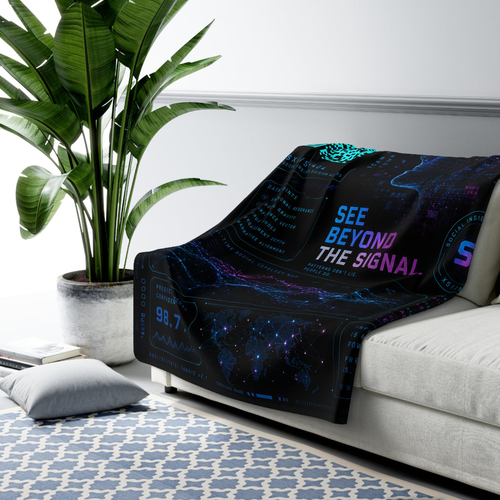 XS//SASS™ Social Insights Division Sherpa Fleece Blanket | Interactive QR Profile | See Beyond the Signal