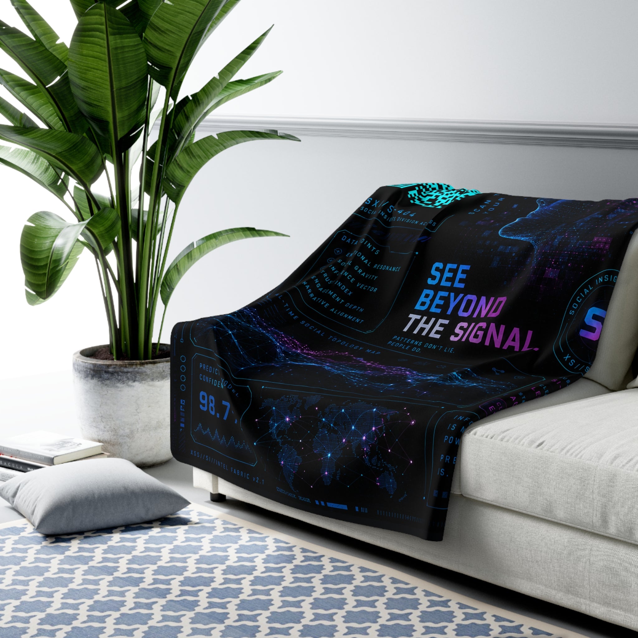 XS//SASS™ Social Insights Division Sherpa Fleece Blanket | Interactive QR Profile | See Beyond the Signal