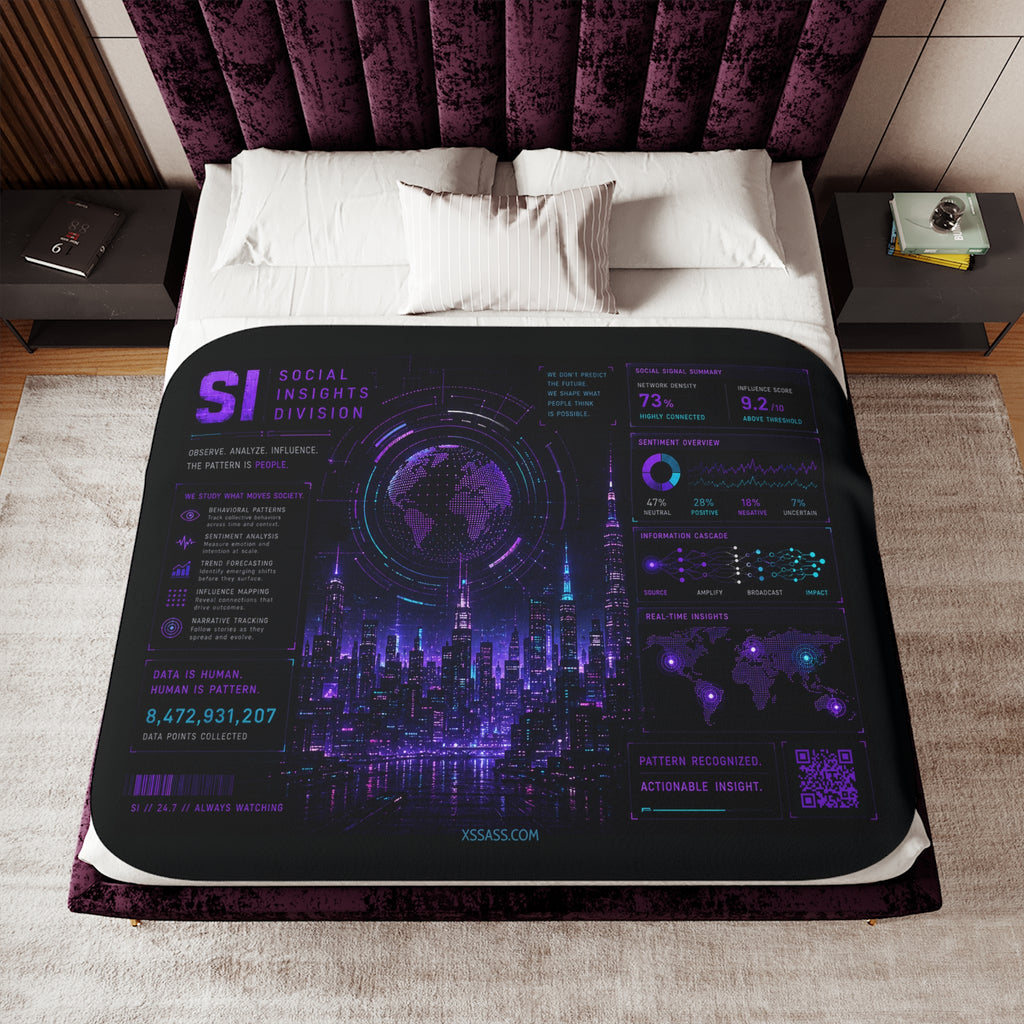 XS//SASS™ Social Insights Ambient Signal QR Profile Sherpa Blanket | Interactive Plush Throw