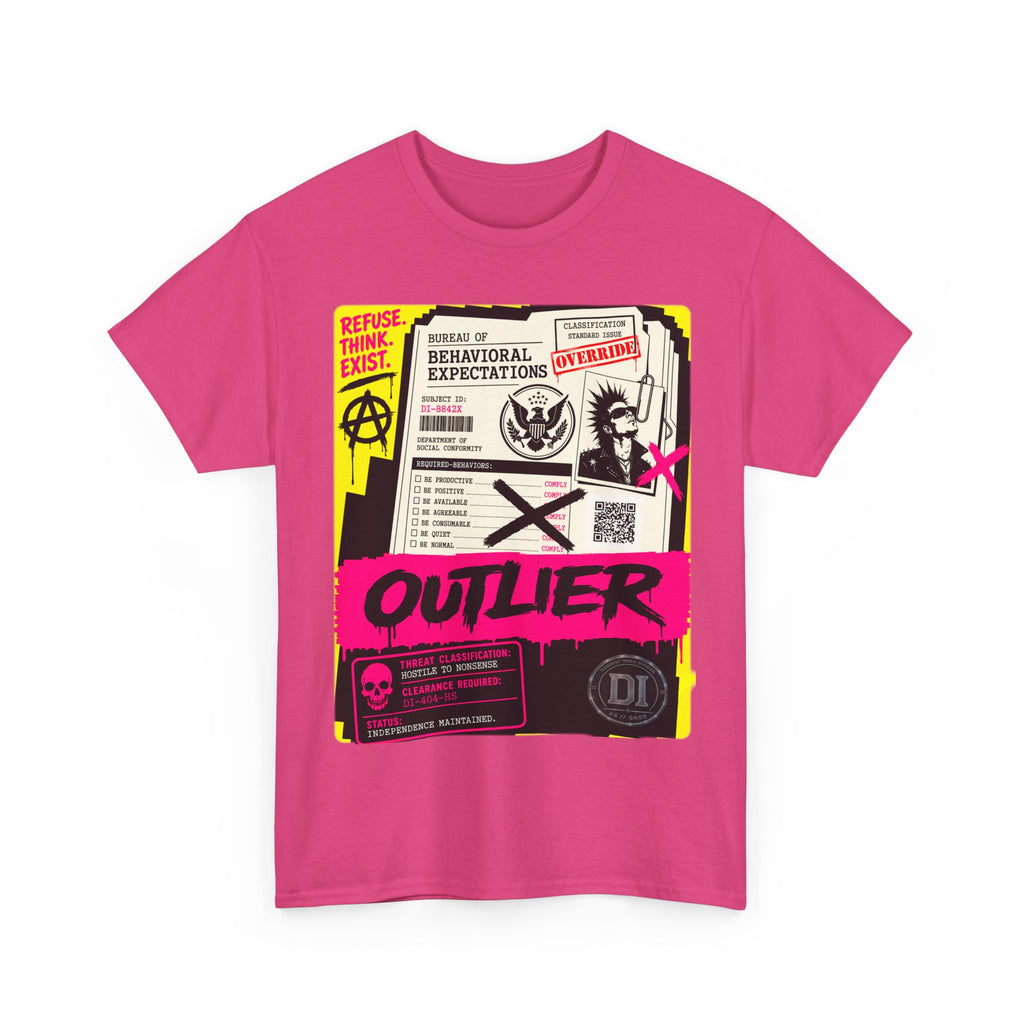 Outlier Graphic Tee — Neon Punk Anarchy Statement Shirt