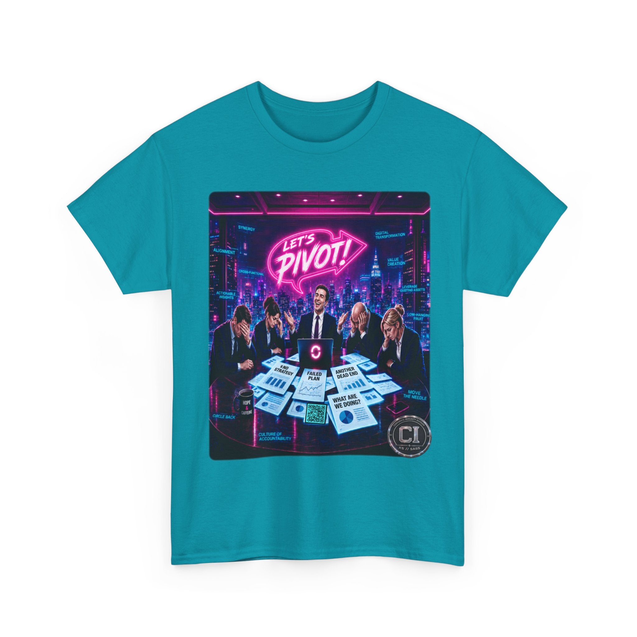 Let's Pivot Graphic Tee — Corporate Satire Cyberpunk Shirt