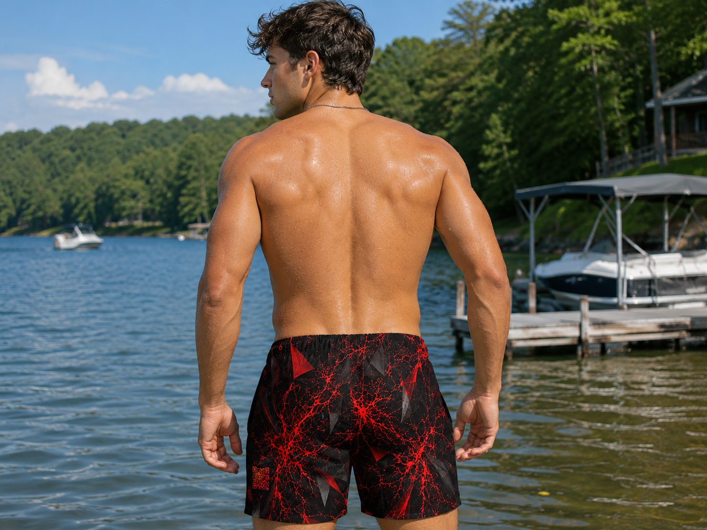 Critical Breach – XS//SASS Premium Beachwear – (DI) Dissident Index Division – QR Enabled Profile Swim Trunks