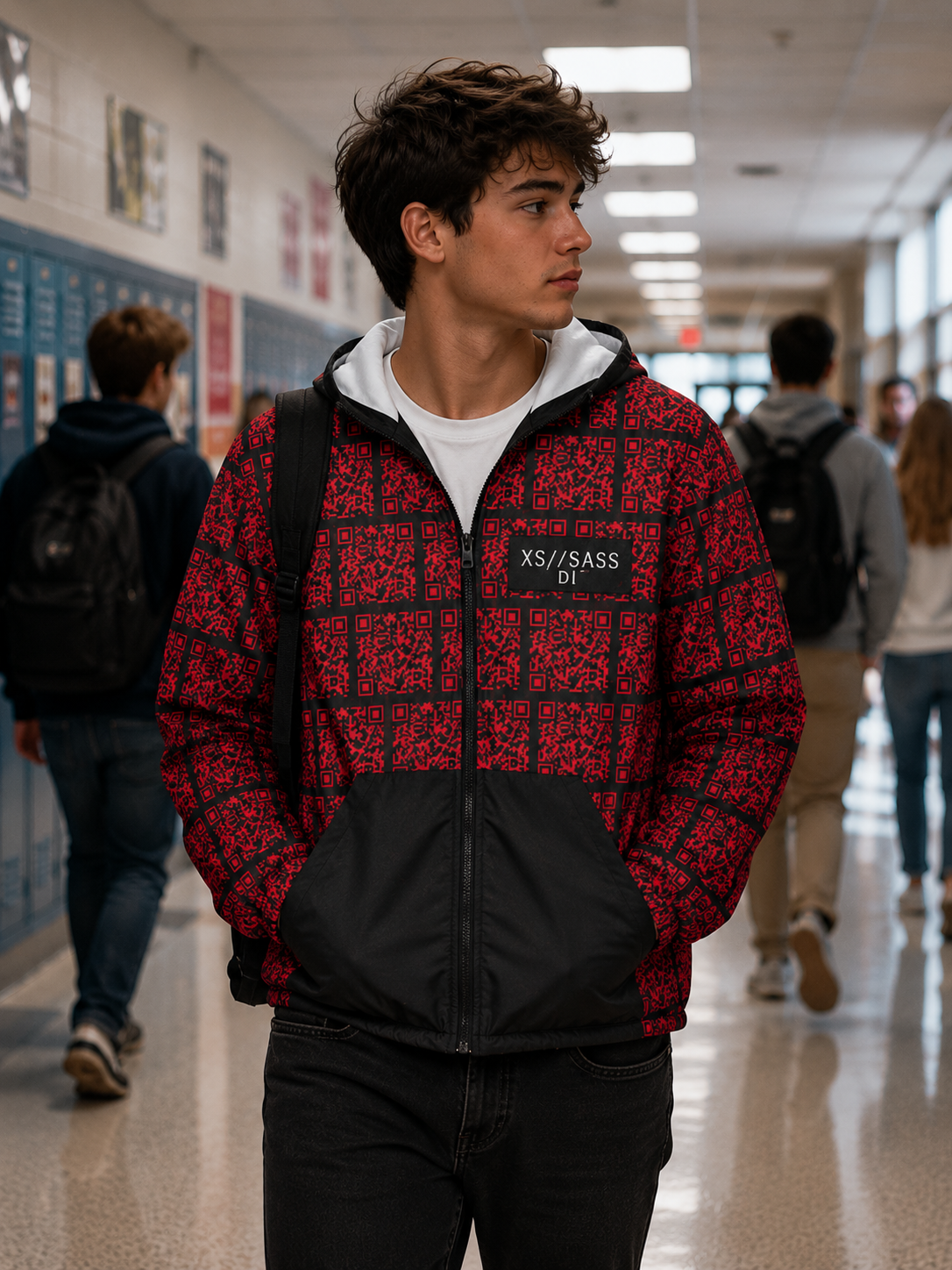 XS//SASS Dissident Index Division Windbreaker | "Say Less." | Scan to Reveal Your Digital Dossier