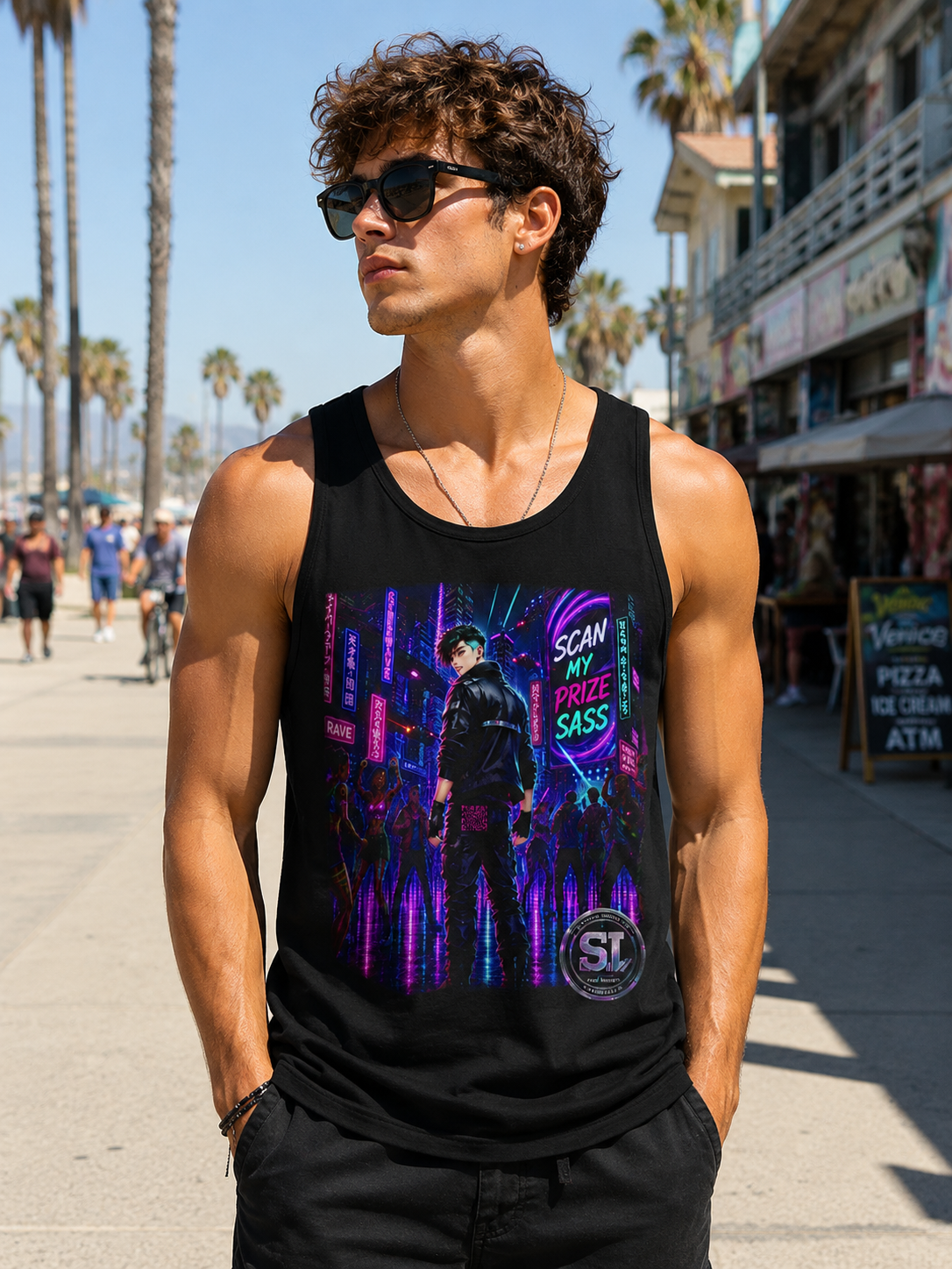 Scan My Prize Sass Tank Top — Cyberpunk Streetwear Shirt