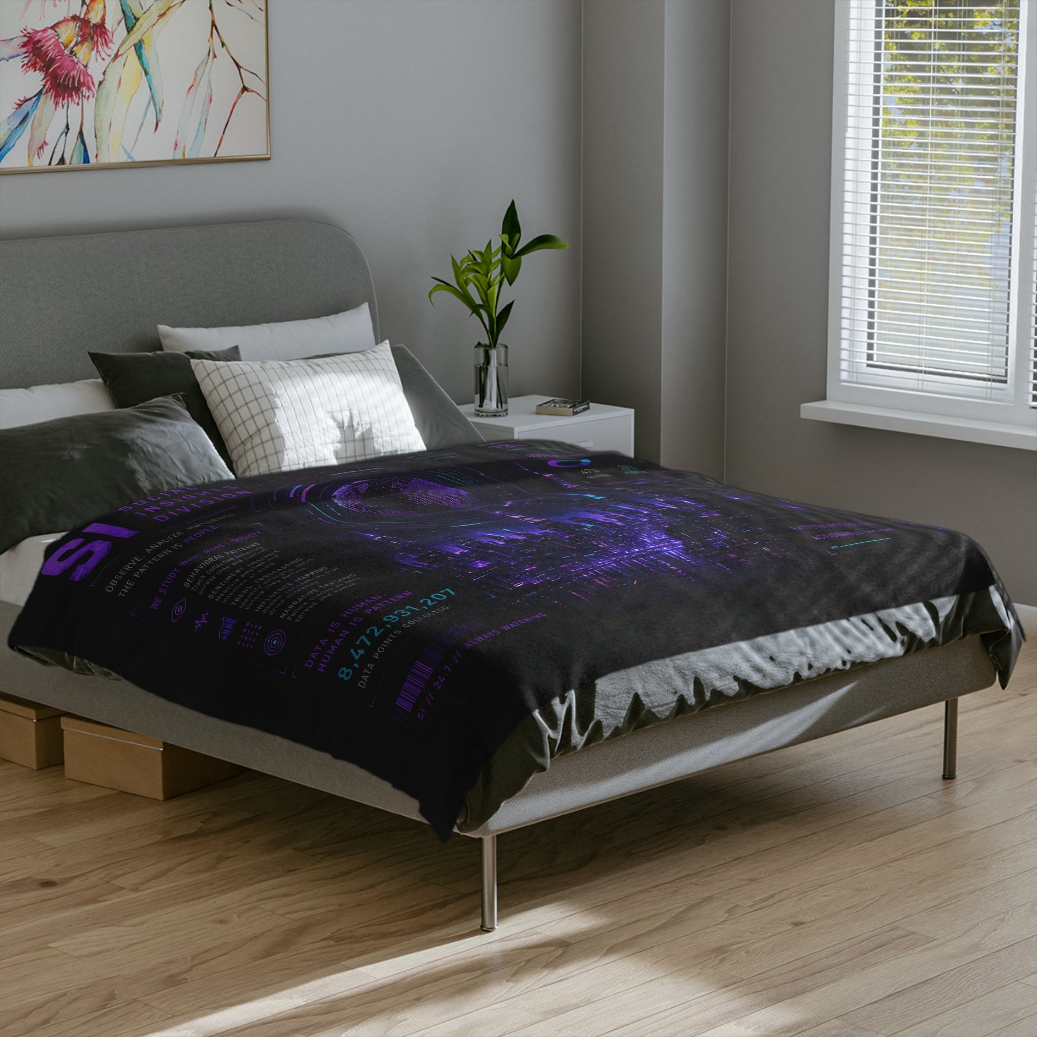 XS//SASS Social Insights Division Microfiber Blanket | Behavioral Intelligence Display | Scan Your Social Insight Profile