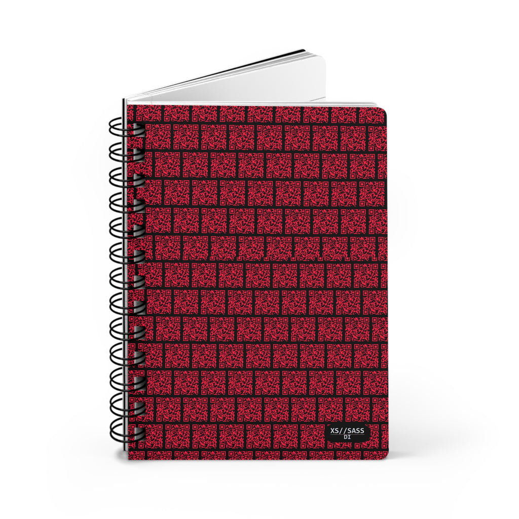 XS//SASS™ Crimson QR Matrix Spiral Journal with Interactive QR Profile - Dissident Index Division