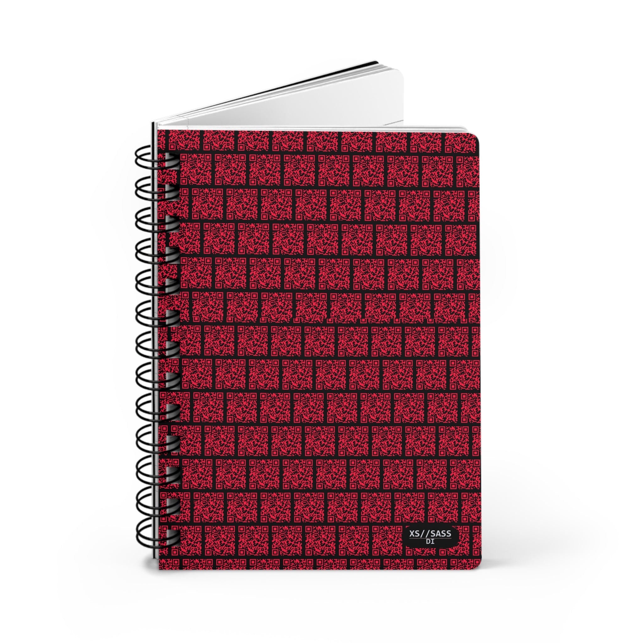 XS//SASS™ Crimson QR Matrix Spiral Journal with Interactive QR Profile - Dissident Index Division