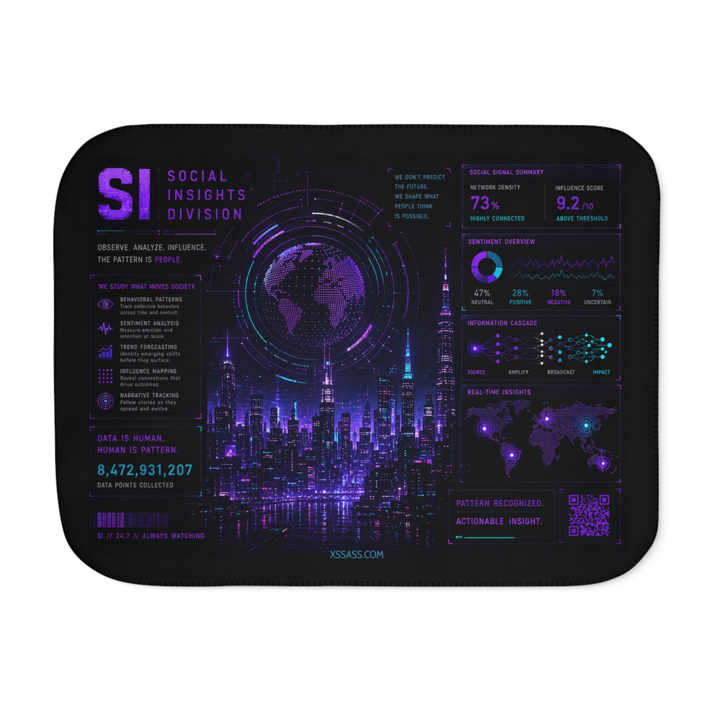 XS//SASS™ Social Insights Ambient Signal QR Profile Sherpa Blanket | Interactive Plush Throw