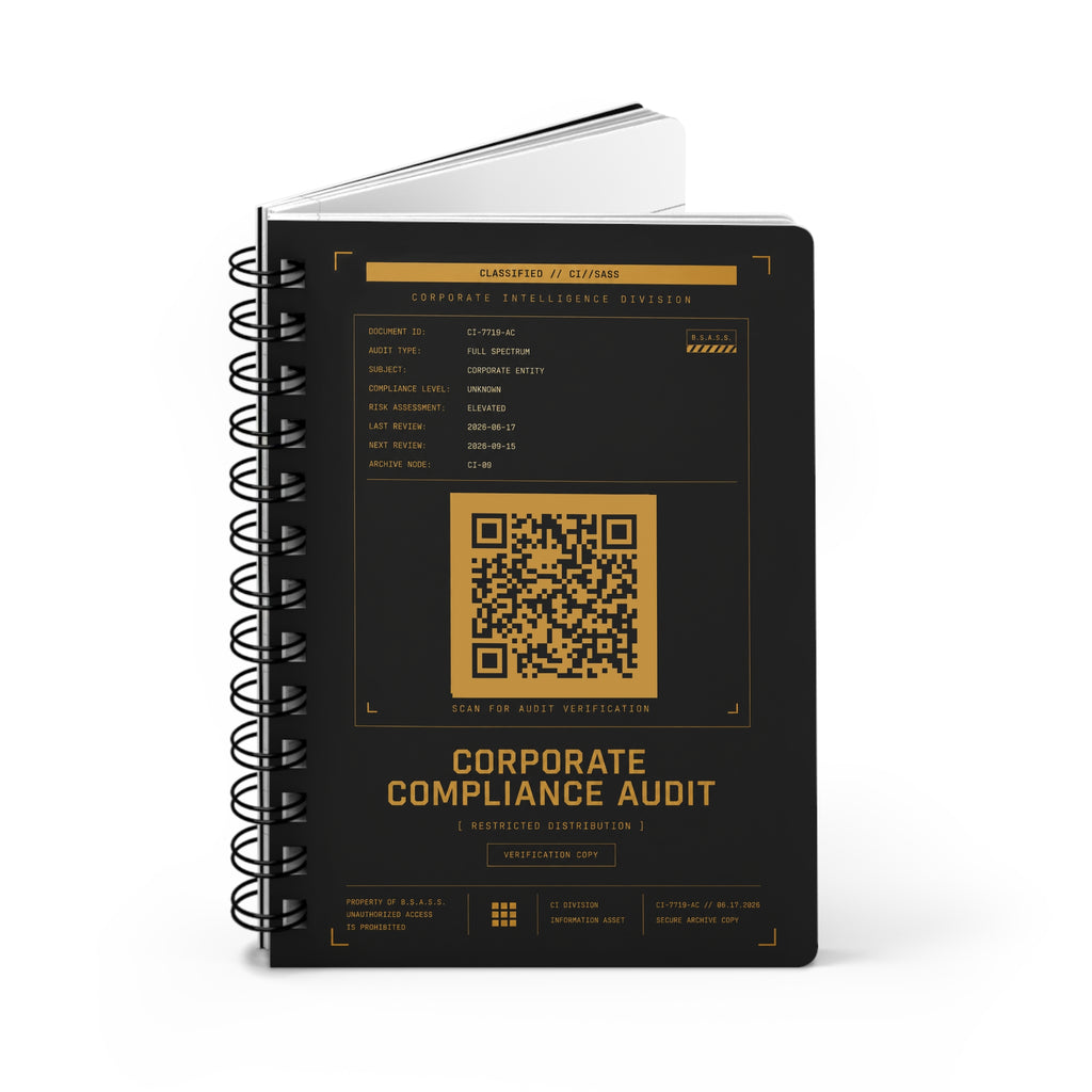 XS//SASS™ Corporate Compliance Audit Spiral Notebook with Interactive QR Profile