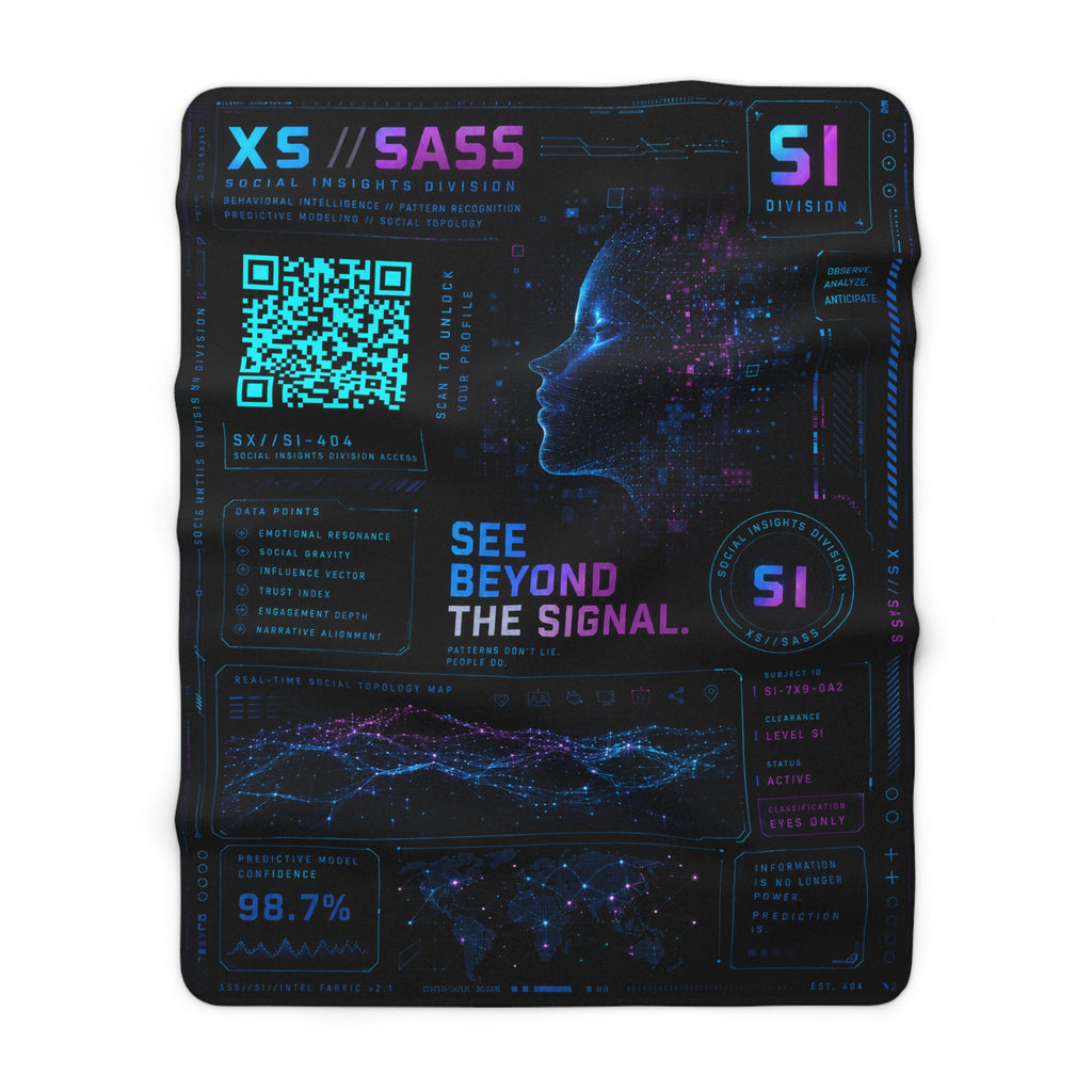 XS//SASS™ Social Insights Division Sherpa Fleece Blanket | Interactive QR Profile | See Beyond the Signal