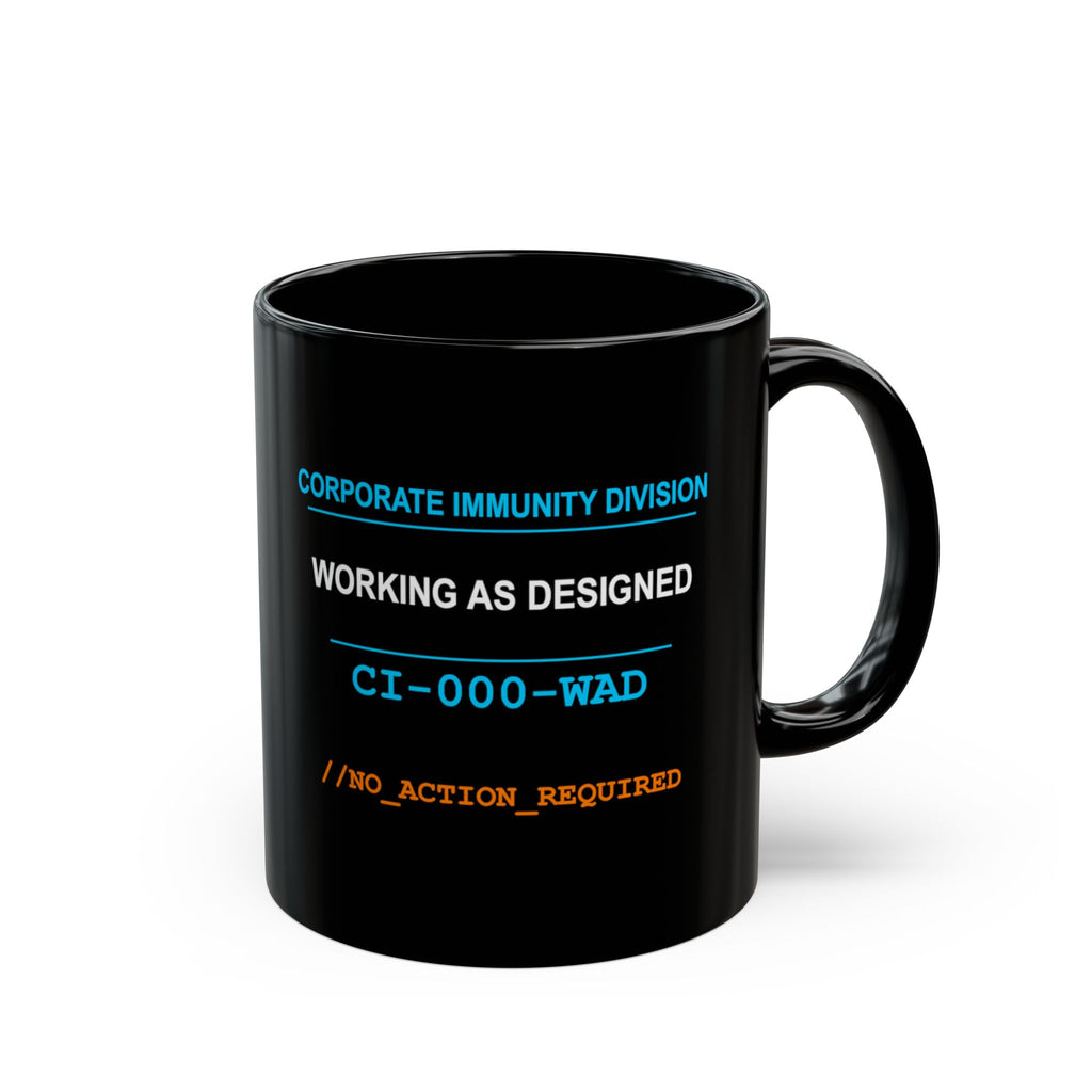 XS//SASS "Working As Designed" Mug | CI-000-WAD | Scan for Corporate Dossier