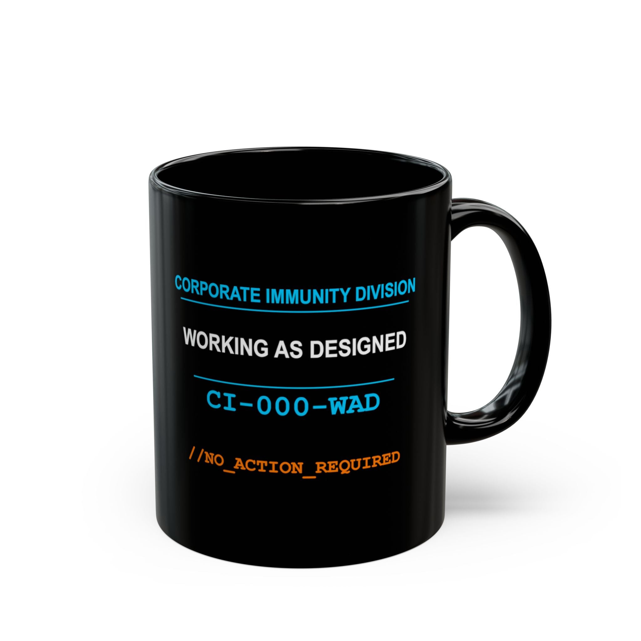 XS//SASS "Working As Designed" Mug | CI-000-WAD | Scan for Corporate Dossier
