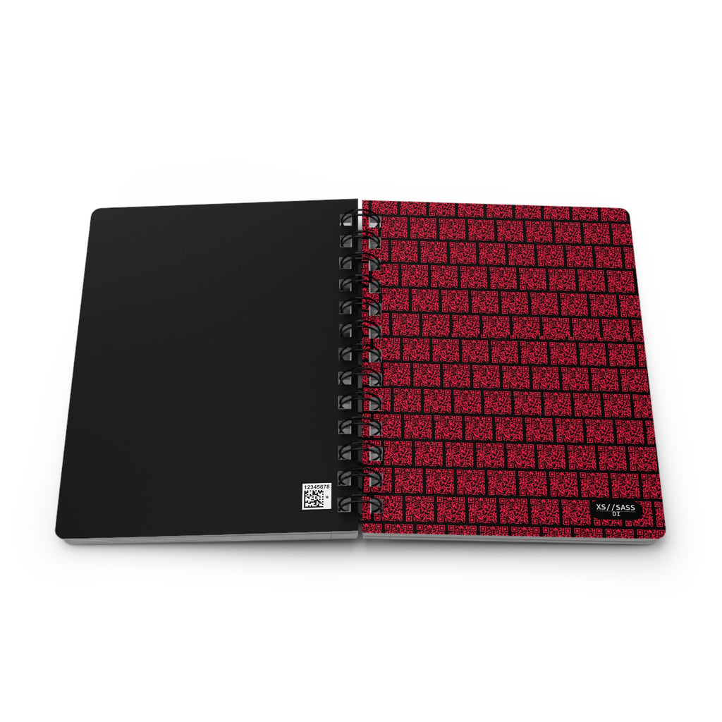 XS//SASS™ Crimson QR Matrix Spiral Journal with Interactive QR Profile - Dissident Index Division