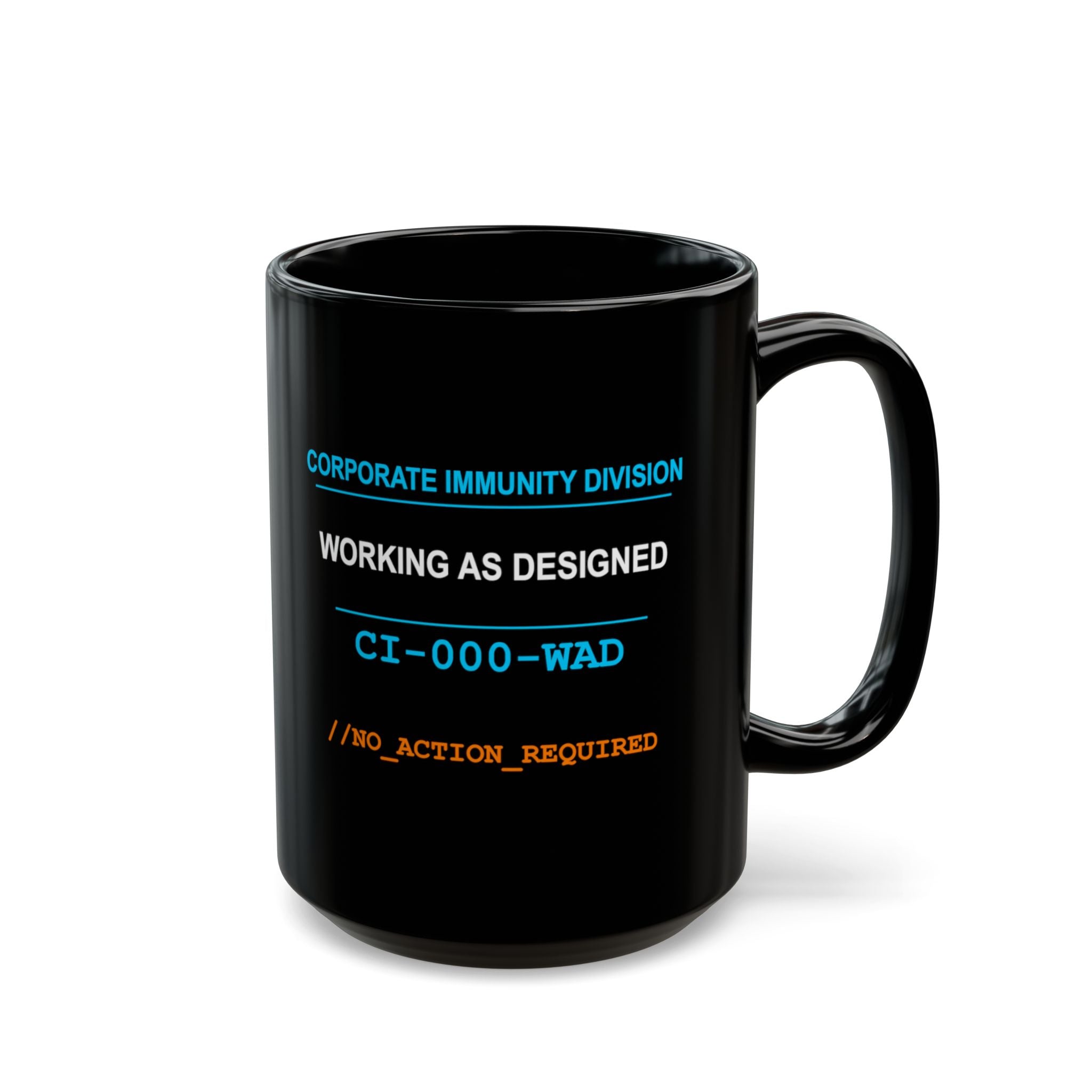 XS//SASS "Working As Designed" Mug | CI-000-WAD | Scan for Corporate Dossier