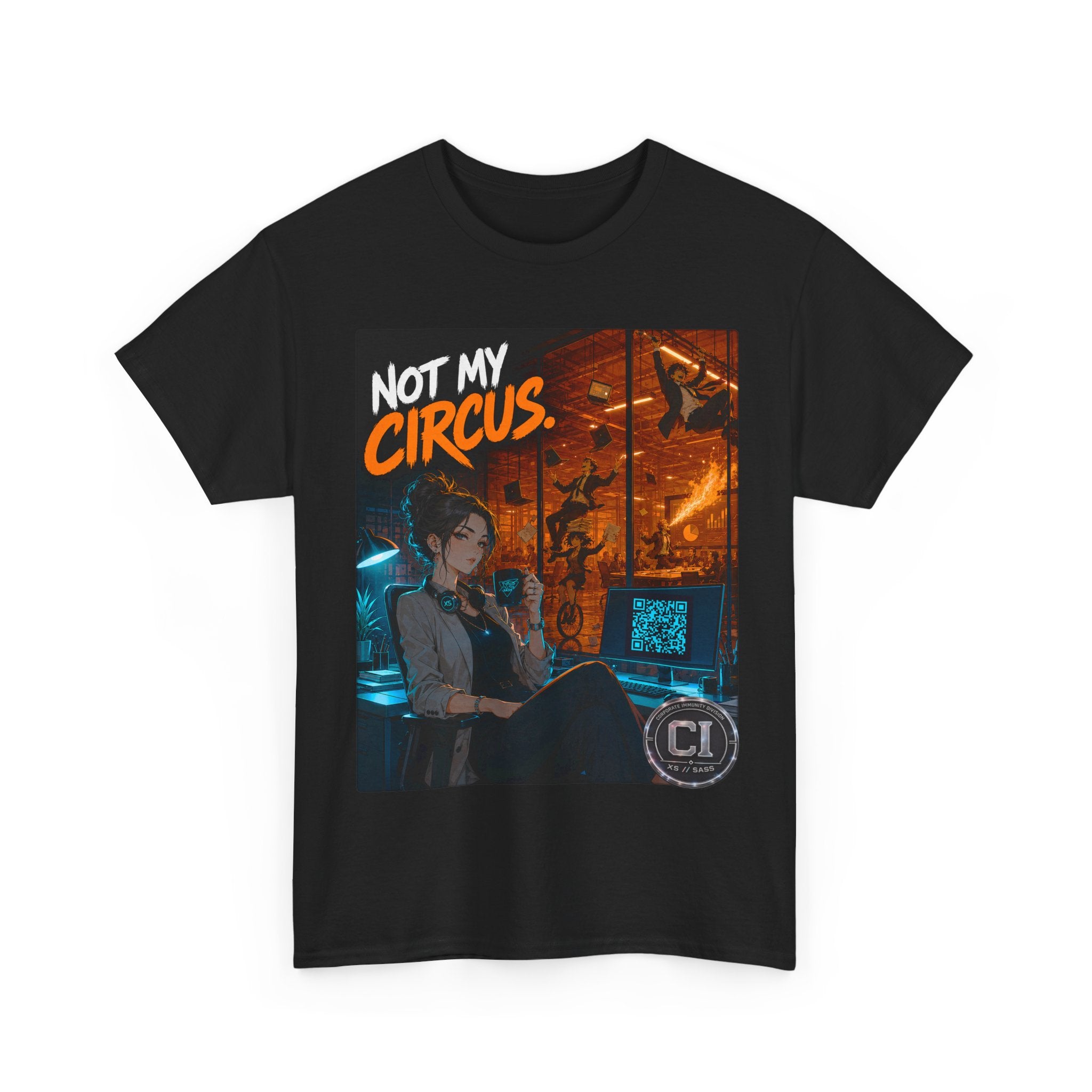 Not My Circus Graphic Tee — Corporate Satire Cyberpunk Shirt