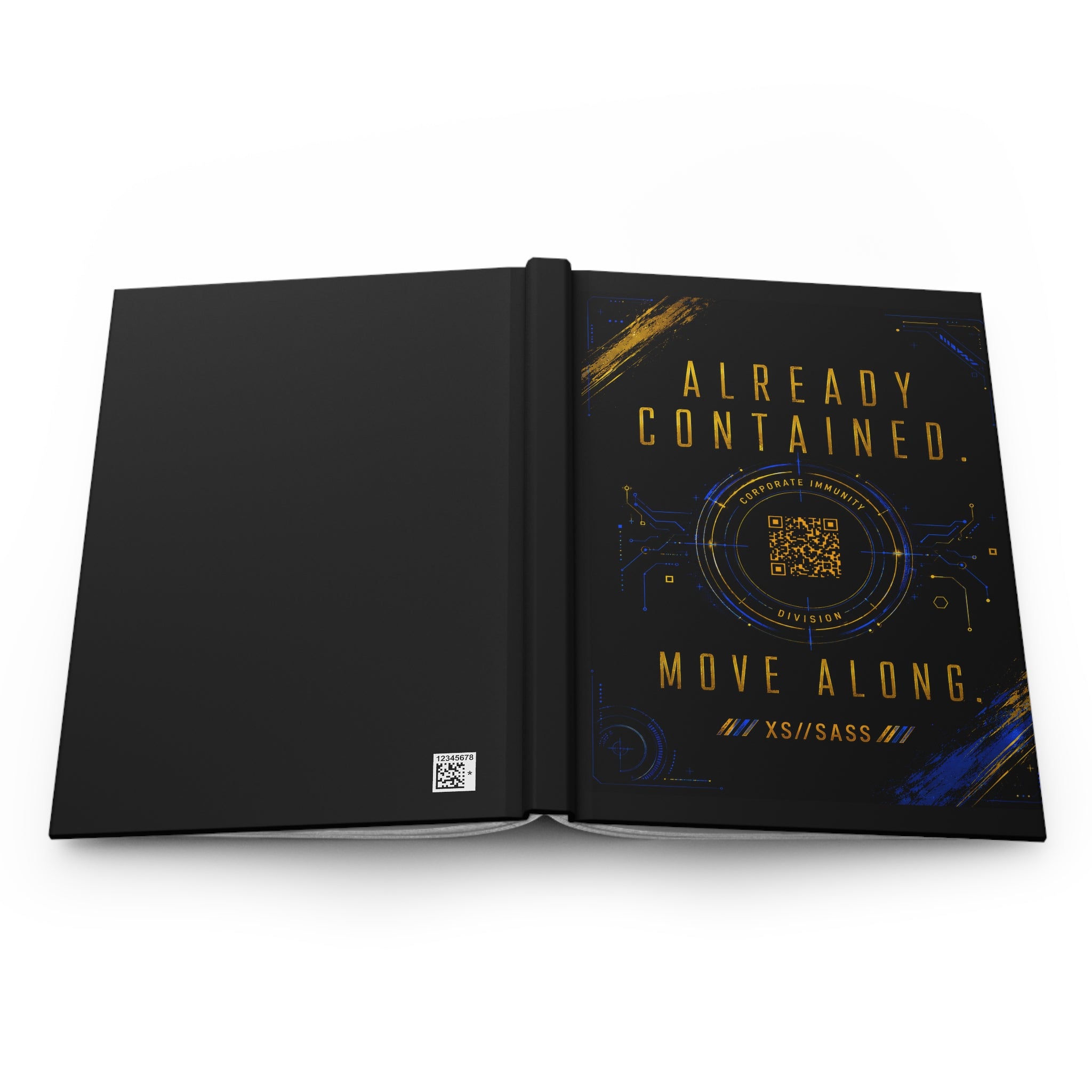 XS//SASS Corporate Immunity Division Hardcover Journal | "Already Contained. Move Along." | Scan Your Division Credentials