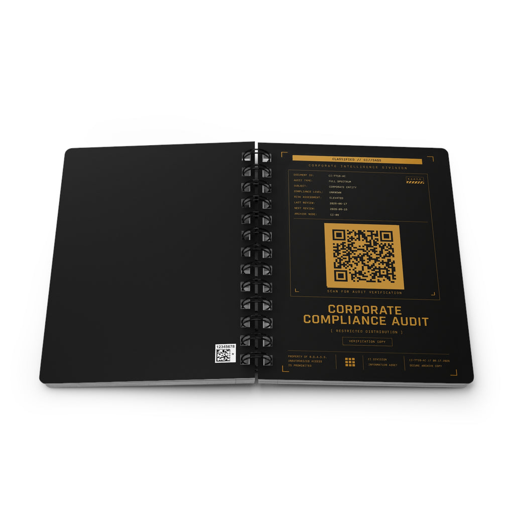 XS//SASS™ Corporate Compliance Audit Spiral Notebook with Interactive QR Profile