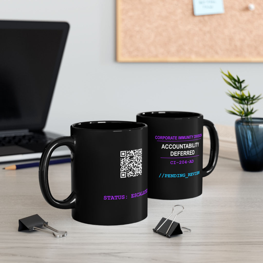 XS//SASS "Accountability Deferred" Mug | CI-204-AD | Scan for Corporate Dossier