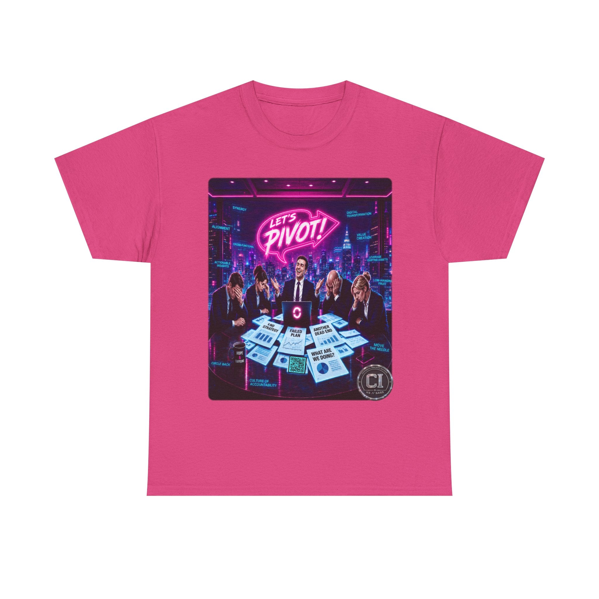 Let's Pivot Graphic Tee — Corporate Satire Cyberpunk Shirt
